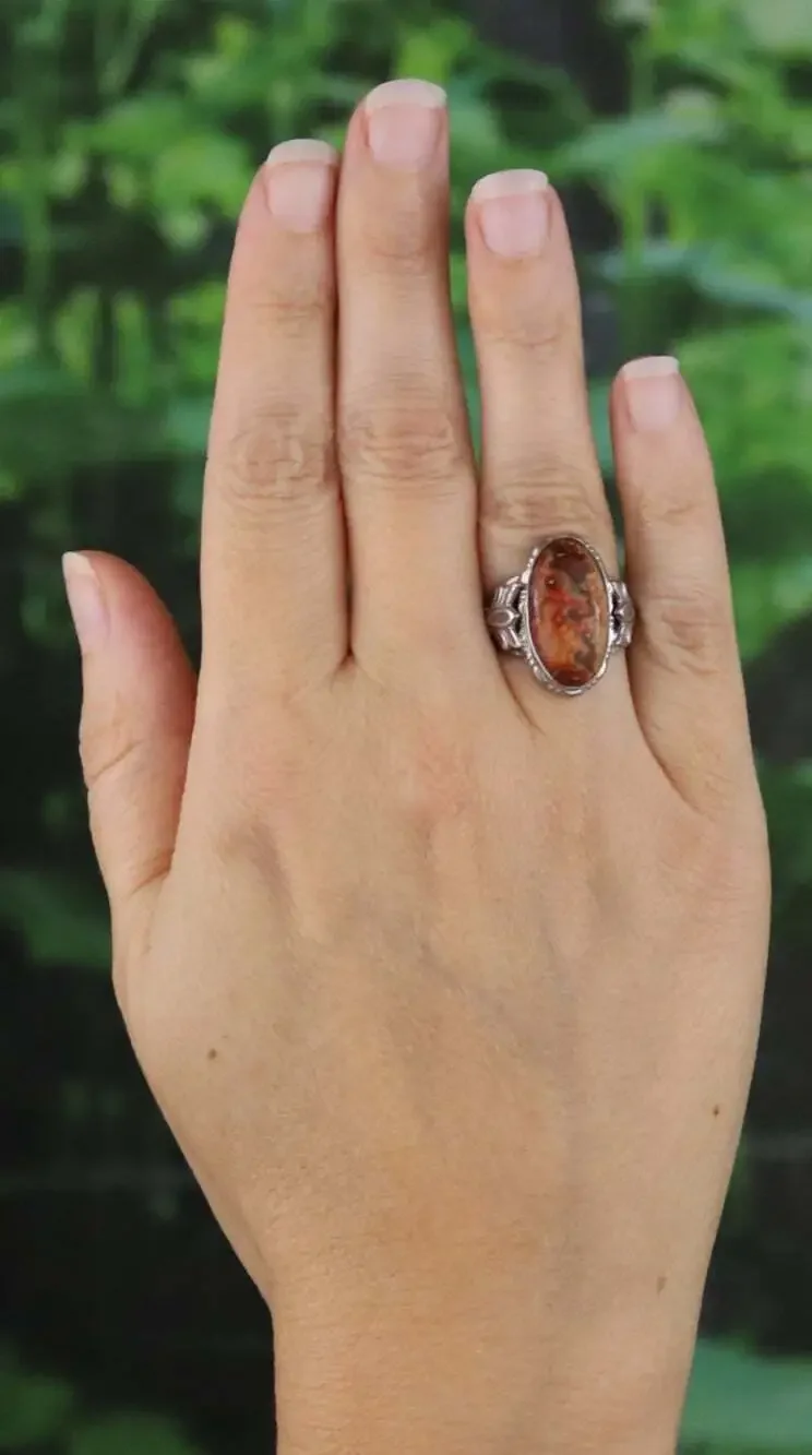 Sterling Silver Ocean Jasper Ring Vintage Uncas Ring Size 6